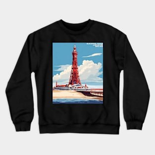 Blackpool Tower Lancashire West Bretton United Kingdom Vintage Travel Tourism Poster Crewneck Sweatshirt